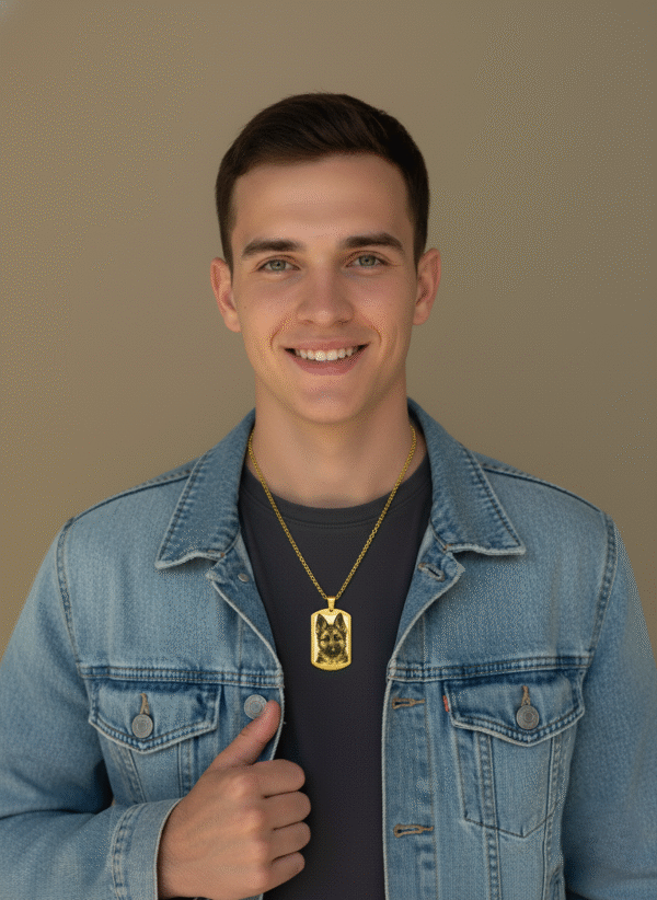 Gold liseli erkek model Çelik Kolye 02